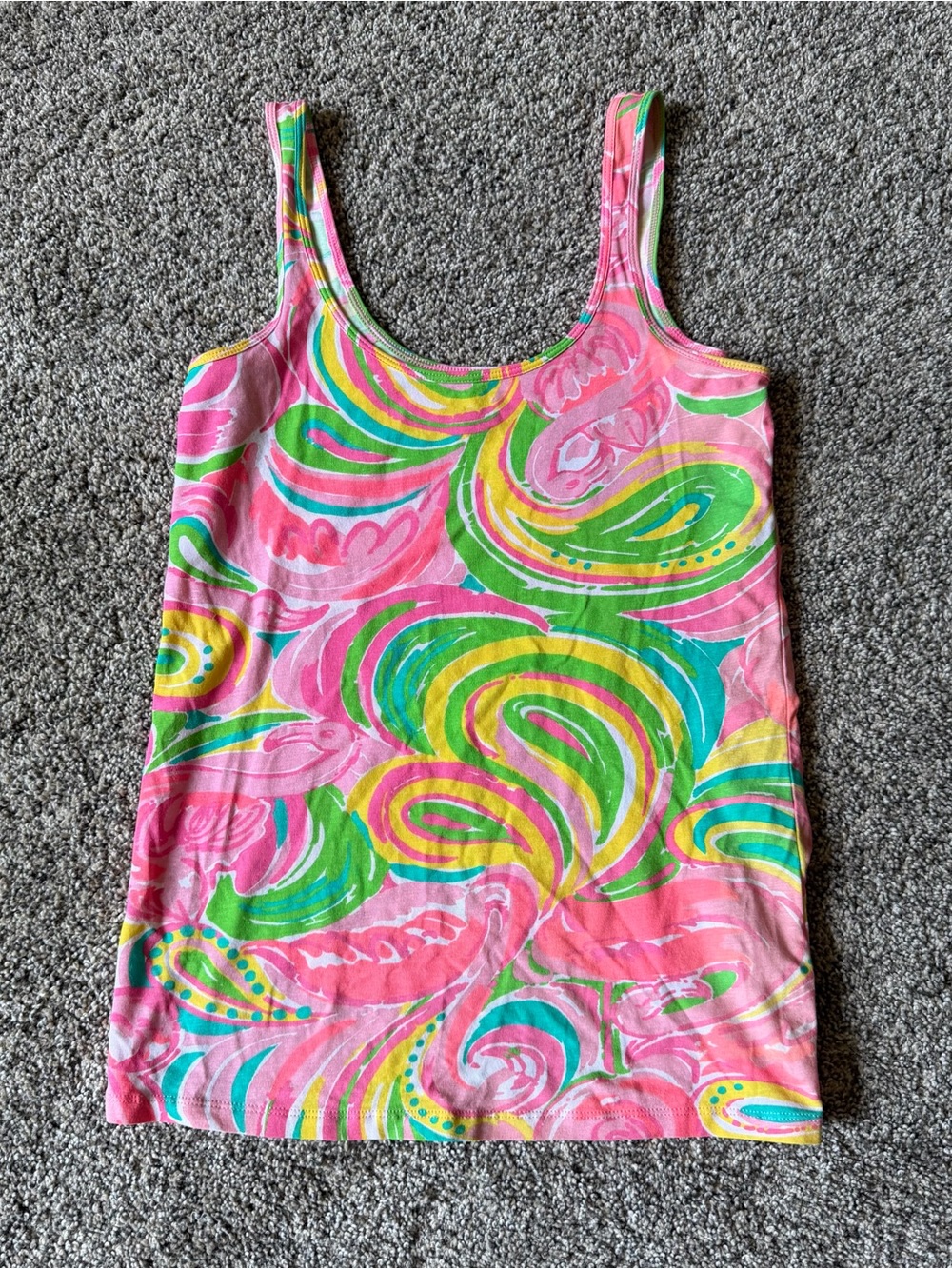 EUC Lilly Pulitzer Pink Colony Flamingo Print Swirl Tank Top Size M Cotton